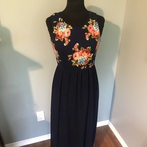 Floral/Navy Maxi Dress